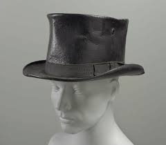 Man S Leather Top Hat Paris Mid 19th Century Leather Top Hat Hats For Men Leather Headbands