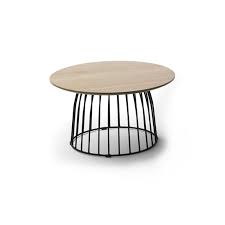 Industrial round coffee table shown as:36 round x 18 tallsolid flat bar metal framewhite oak solid wood topswood finished in a vintage distressed walnut with a. City L Round Coffee Table In Oak Wood Black Metal Legs 60 X 60 X 35 Cm Qechic