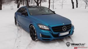 Mercedes Benz Cls Electric Blue Brabus By Wrapstyle Mercedes Benz Cls Mercedes Concept Benz