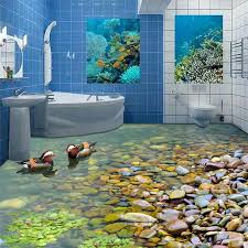 Nach 3d Boden Tapete Badezimmer Kuche 3d Pvc Boden Wandbild Selbst Adhesive Verdickt Tapete Wasserdichte Mandarin Ente Badezimmer Tapete Tapeten Pvc Bodenbelag