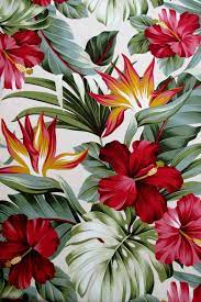 Fabric Red Hibiscus Floral On Cream Tropical Hawaii Bird Of Paradise Flower By The Yard Tropicalpattern Birds Of Paradise Flower Flower Wallpaper Tropical
