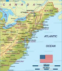 Read more to find out different time zones across usa. Map Of East Coast Usa Region In United States Welt Atlas De