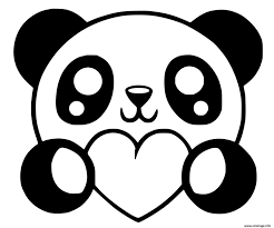Coloriage Panda Coeur Kawaii Dessin Kawaii A Imprimer