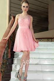 Pink Short A Line Cute Wedding Guest Dress With Sleeveless Net Jewel Neck Pink Cocktail Dress Cute Wedding Guest Dresses Party Dresses For Women