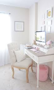 The rug brings pattern into the mix and the dark wooden floor is the perfect color to ground the bright décor. Shabby Chic Home Office Furniture Simplythinkshabby
