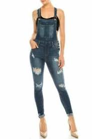 details about salt tree womens enjean skinny washed out distressed denim overall pants