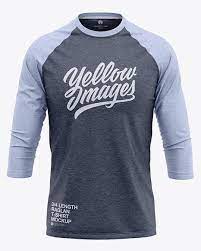Download Men S Heather Raglan 3 4 Length Sleeve T Shirt Mockup Front View In Apparel Mockups On Yellow Images Object Mockups