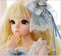 60cm 1/3 BJD Doll Ball Jointed Girl Full Set Blue Dress Shoes Wigs  Changeable