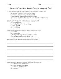 Do you know the secrets of sewing? James And The Giant Peach Chapter 24 Quick Quiz By Teacher Chip S School Store