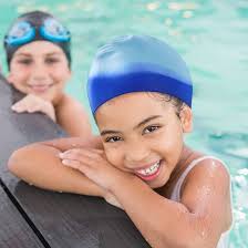 AKHTART Swimming Cap, 100% Silicone Swim Stretchable and Comfortable Kids  Spacious Waterproof Hat for Long Hair/Short  Hair/Girls/Boys/Kids/Teens/Children (Light Blue/Dark Blue) : Amazon.co.uk:  Sports & Outdoors
