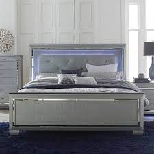 It is time to give your bedroom a major style upgrade with this upholstered king size frame. Allura Panel Bed W Lighting Silver By Homelegance Furniturepick