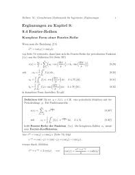 Mit ω 0 = 2π t =δω gilt: Komplexe Form Einer Fourier Reihe Fakultat Informatik Mathematik