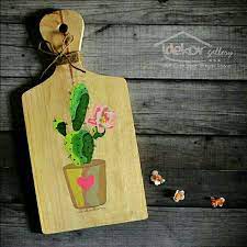 Gambar lukisan bunga di talenan kayu. Talenan Kayu Hias Scandinavian Kaktus Cactus Hiasan Dinding Pajangan Sbabbychic Vintage Shopee Indonesia