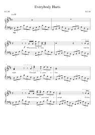 Learn to play guitar by chord / tabs using chord diagrams, transpose the key, watch video lessons and much g d the days and nights are long. Everybody Hurts Sheet Music For Piano Solo Musescore Com