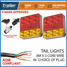 Upgrade your led trailer lighting. 12 Led Trailer Tail Light Kit Pair Plug 8m 5 Core Wire Caravan Ute Waterproof Ebay