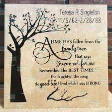 Check spelling or type a new query. A Limb Has Fallen From The Family Tree Tile For Tabletop Or For Hanging Memorial Sympathy Remembrance Gift For Loved One Grieve Not For Me In 2021 Family Tree Quotes Family