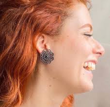 Buy Rubber Earrings Recycled Jewellery Contemporary Jewelry Gift for Her  Xmas Gift Flower Earrings Lightweight Earrings Online in India