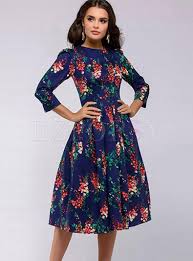 Casual Three Quarters Sleeve Pleated A Line Dress A Line Dress Casual Silk Dresses Spring Dresses Women