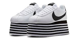 Black And White Platform Sneakers Comme Des Garcons X Nike Cortez Platform Release Nike Cortez Nike Cortez Sneaker Sneakers