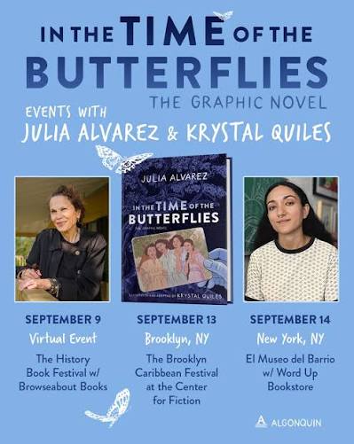 Please join me and @krystalquiles as we discuss her brilliant graphic novel  adaptation of In the Time of the Butterflies. Links can be found on my  website or in my bio.