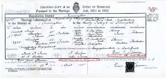 Marriage Certificate Davies David Llewelyn Coulson Winifred Rose Genealogy Uk Marriage Marriage Certificate