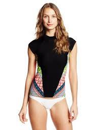 Rip Curl Women S Bali Dancer Cap Sleeve Rash Guard Black X Small Women Rip Curl Rash Guard