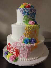 Rainbow Roses And Swirls Wedding Cake All Buttercream Rainbow Wedding Cake Mexican Wedding Cake Amazing Wedding Cakes