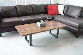 Measure the height of your couch before you cut and build! Hand Crafted Industrial Wood Coffee Table With Raw Steel Base By Grove And Acnhor Custommade Com