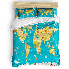 Beddingoutlet world map bedding set vivid printed blue bed duvet cover with pillowcase twill cozy home textiles queen sizes 3pcs. Flouky Cartoon Animal World Map Pattern Duvet Cover Set Luxury Bedding Sets Twill Plush Bed Sheet Sets I Duvet Cover Pattern Kids Bedding Sets Duvet Cover Sets
