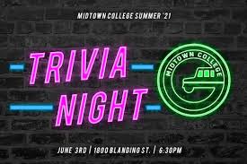 Trivia · june is one of two months that never starts on the same day of the week as another month of the same year, the other being may. College Hangout Trivia Night June 3 Midtown Fellowship Downtown In Columbia Sc