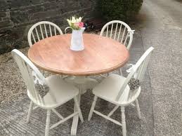 Sold For 92 00 Solid Pine Round Dining Table 4 Chairs Painted Shabby Chic Farrow And Ball Ebay Shabby Chic Kitchen Kitchen Table Chairs Shabby Chic Table
