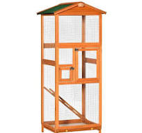 Unbranded 65 in. Orange Wooden Bird House w/ Pull Out Tray and Doors,  Outdoor Bird Cage w/ Waterproof Materials and UV Protection FZZW2225P166373