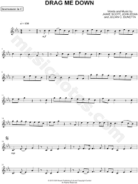 One Direction Drag Me Down C Instrument Sheet Music Flute Violin Oboe Or Recorder In C Minor Download Print Sku Mn0153741