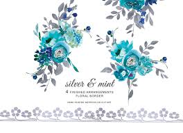 Find high quality turquoise flowers wallpapers and backgrounds on desktop nexus. Watercolor Turquoise Flowers And Silver Leaves Clipart Arrangements By Patishop Art Thehungryjpeg Com