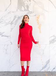 Fashion Blogger Style Sydne Style Howtochic Outfit Fashionblogger Ootd Red Sweater Dress Red Bodycon Dress Dresses
