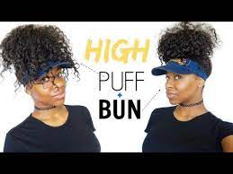 Easy Natural Hairstyles High Curly Puff Bun Diy Visor Hairstyles Lara Blog Natural Hair Styles Easy Natural Hair Styles Visor Hairstyles