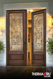 3 4 Lite 1 Panel Fiberglass Exterior Door With Decorative Glass By Therma Tru Door Glass Design Fiberglass Entry Doors Entry Doors