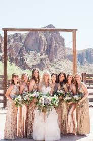 Mismatched Rose Gold Bridesmaid Dresses I Had My Bridesmaids Rent Long Sequin Blush Go Rose Gold Bridesmaid Dress Rose Gold Bridesmaid Rose Gold Wedding Dress