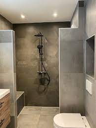 betonlook badkamer met hexagon tegels badkamer badkamer inspiratie badkamer ontwerp