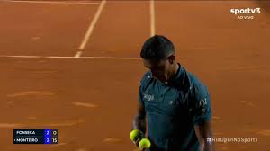 1º set - João Fonseca (0) 2 x 2 (0) Thiago Monteiro - Dois aces seguidos de Thiago