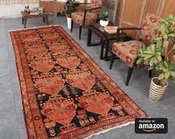 Black And White Tribal Rug Runner Vintage Beige And Black Persian Handmade Wool Runner Rugs 4x10 Rugs Rug Runner Rustic Kitchen Decor