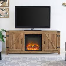 Walker Edison Furniture Company 58 In Barn Door Fireplace Barnwood Tv Stand Hd58fpbdbw At The Home Fireplace Tv Stand Fireplace Tv Electric Fireplace Tv Stand
