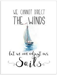 We Cannot Direct The Wind But We Can Adjust Our Sails Inspirational Quote Print Fine Art Paper Laminated Or Framed Multiple Sizes Sailing Quotes Inspirational Quotes Wind Quote
