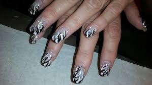 Black And White Flames Nails Flame Nail Art Black And White Flame Nail Art Nails Nail Art