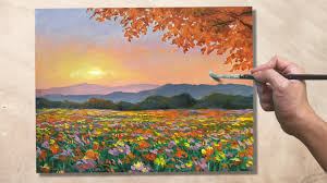 Acrylic Painting Flower Field Painting Demo 23 Youtube In 2020 Acrylic Painting Flowers Painting Abstract Portrait Painting