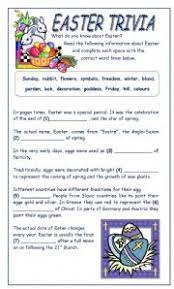 Jan 23, 2021 · easter is one of the most important festivals in the christian calendar. Easter Trivia Esl Worksheet By Bamarcia