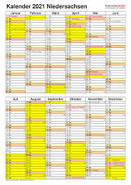 1 monate auf einer seite; Kalender 2021 Niedersachsen Ferien Feiertage Pdf Vorlagen