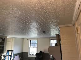 White Tin Ceiling Installation White Tin Ceiling Tin Ceiling Ceiling Installation