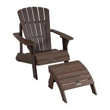 Lifetime Rustic Brown Composite Adirondack Chair And Ottoman Set 60294 The Home Depot Chair And Ottoman Set Composite Adirondack Chairs Adirondack Chair