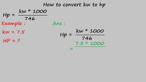 how to convert kw to hp electrical formulas